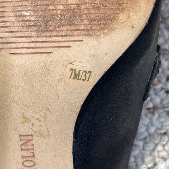 Enzo Angiolini Mule Loafer Chain Slip On Size 7M Black Heels Classic - Picture 9 of 11